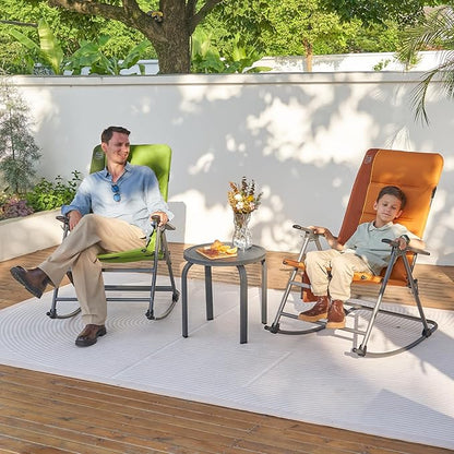 TIMBER RIDGE Oversized Folding Rocking Camping Chair, Padded Outdoor Rocker with High Back, Portable Outdoor Chair for Patio, Garden, Lawn, Supports up to 400 lbs, Green, 2 Pack