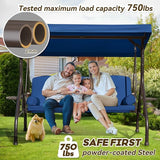 3 in 1 Outdoor Porch Swing with Adjustable Canopy, 3 Seat Outdoor Swing for Adults - Photo 2