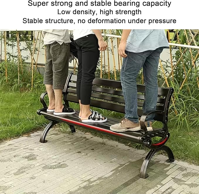 Outdoor Metal Benches,Cast Aluminum Lightweight Sturdy Bench,Weatherproof,Park Bench,2-Person Seat Bench with Backrest,for Porch, Patio, Lawn, Balcony, Backyard(Size:150cm/59in)
