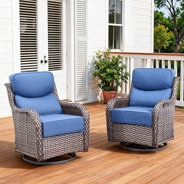 Luxury Outdoor Swivel Rocker Patio Chairs Set of 2 with 6-Inch Thick Cushions - Photo 1