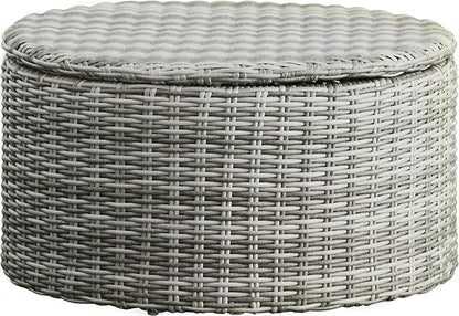 Elle Decor Vallauris Patio Outdoor Furniture Collection, Premium All Weather Wicker, Storage Coffee Table, Gray