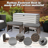 2 Pcs Patio Rattan Ottomans Outdoor Wicker Ottomans Patio Footstool Footrest with Removable Cushion Soft Zippered - Photo 3