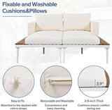 Outdoor Bed with Cushions and Pillows, Patio Daybed with Wood Topped Side Table for Drinks - Photo 6
