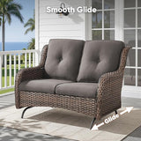 Belord 5 Piece Wicker Patio Furniture Set, Outdoor Swivel Rocker Chairs Set of 2 with Ottomans and 3 Seater Sofa - Photo 8