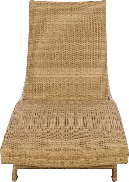 SAFAVIEH Outdoor Patio Furniture Collection – Alex Natural & Taupe Quick Dry Foam Lounger, Adjustable Outdoor Chaise, Modern Curved Design (PAT7545A)