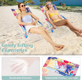 GYMAX Beach Chair Set of 2, Folding Sling Chairs with Headrest, Cup Holder & Shoulder Strap - Photo 7