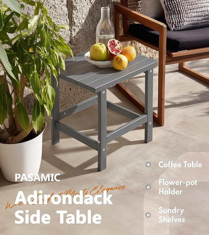 PASAMIC Adirondack Square Outdoor Side Table, HDPE Small Outdoor Table, Patio End Table for Patio, Pool, Backyard - Photo 4
