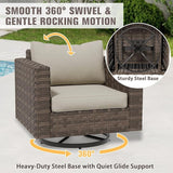 EAGLE PEAK Harbor Haven 4 Piece Wicker Swivel Rocker Patio Furniture Set, Deep Seating Rocking Chairs - Photo 7