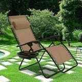 2PCS Outdoor Zero Gravity Chair Set, Reclining Chair w/Adjustable Backrest & Removable Pillow - Photo 4
