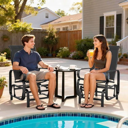 Outsunny Outdoor Glider Chair Set of 2, Gliders for Outside Patio with Smooth Rocking Mechanism and Lightweight Construction for Backyard, Black