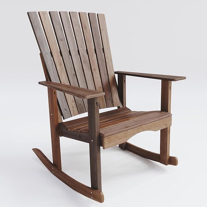 Eden Cedar Rocking Chair in Mushroom Brown Stain - Outdoor Rocking Chair Amish Crafted from Solid Cedar Wood for Porch or Patio