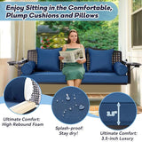 3 Seat Porch Swing, Patio Swing Bench with Cup Holders & 3 Back Cushions - Photo 4