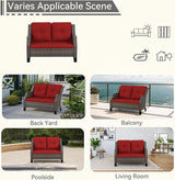 Patio Furniture Couch Outdoors, Rattan Wicker Loveseat with Deep Seating and Olefin Cushions - Photo 6