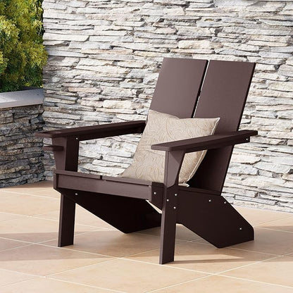 WestinTrends Riviera Outdoor HDPE Modern Adirondack Chair with Cup Holder, Dark Brown