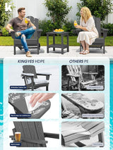 KINGYES Adjustable Folding Adirondack Chair Set of 2, 3-Position Reclining Adirondack Chairs with Cup Holder - Photo 8