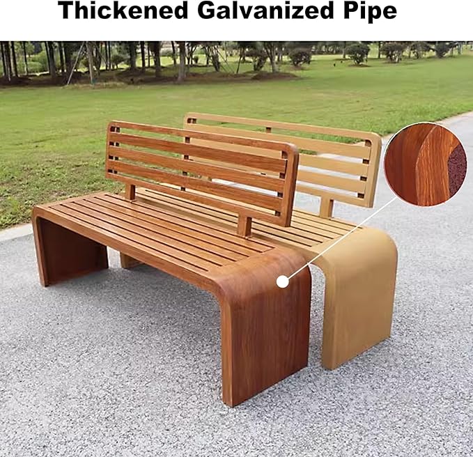 Metal Garden Benches for Outdoors, Multiperson Outdoor Benches Weatherproof, Slatted Design with Backrest for Garden, Balcony, Porch, Park(Brown,120x40x80 cm/47x16x31 in)