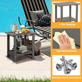 2 Tier Outdoor Side Table with Wood-Like Grain, 16.6" HDPE Adirondack Table Patio Side Table - Photo 4