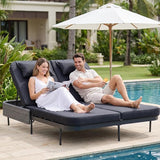 NICESOUL Double Chaise Lounge Outdoor, 51.2" Wide 2-Person Daybed with Independent Recline - Photo 3