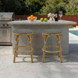 PURPLE LEAF Patio French Round 26" Counter Stool Set of 2 Large Rattan Backless Stackable Barstools Bamboo Print - Photo 2