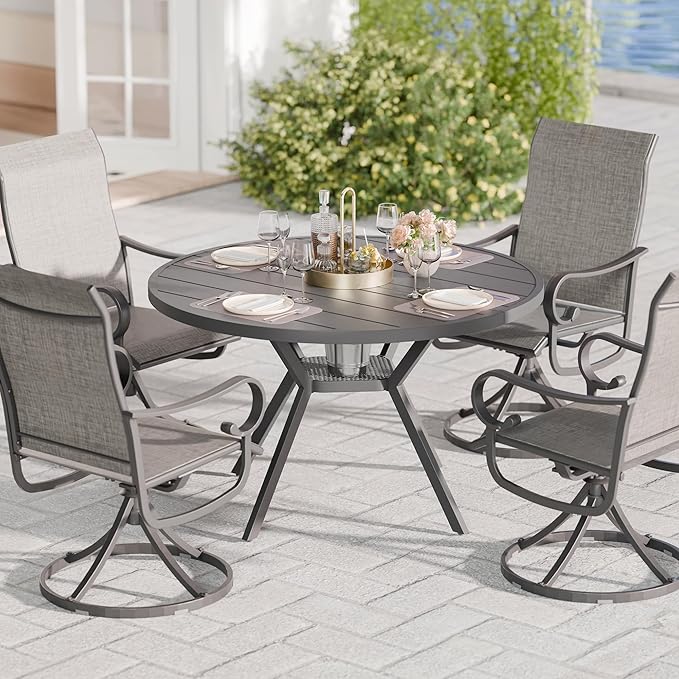 Betterhood 42” Outdoor Patio Table, Metal Patio Dining Table for All Weather, Round Outdoor Coffee Table - Photo 7