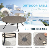 Patio Dining Table for 8-10, Round Metal Outdoor Table with Storage Shelf, 1.57" Umbrella Hole - Photo 5