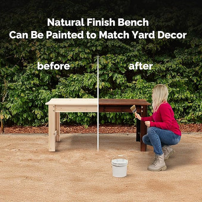 VINGLI Outdoor Wood Bench, 40" Outdoor Bench Patio Wooden Bench Garden Bench Outdoor Backless Bench for Deck Patio (Natural)