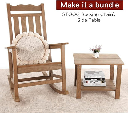 Stoog Oversized Outdoor Rocking Chair, Porch Rocker with 400 lbs Weight Capacity, Weather Resistant, for Backyard, Lawn, Patio, Fire Pit, Garden and Indoor, Teak