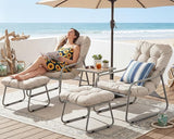 NICESOUL 2-Piece Outdoor Lounge Chair and Ottoman Set, Comfy Patio Lounge Chairs with Reclined Backs and Armrests - Photo 3