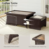 CHITA 6 Pieces Wicker Patio Furniture Set, Outdoor Conversation Set with 2 Pieces Rattan Rocking Swivel Chairs - Photo 7