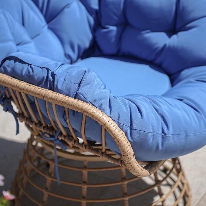Swivel Chairs for Outside Patio Set of 3, 360 Degree Swivel Pe Wicker Luxury Lounger Chair with 20" Side Table - Photo 8