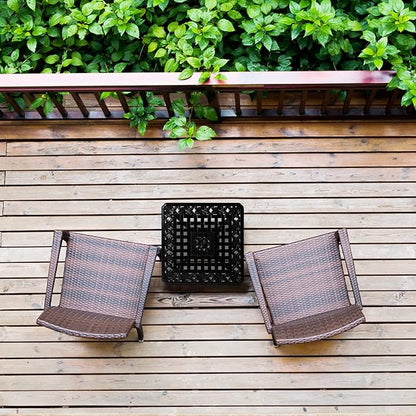 JARDIN DE CENTENNIAL Cast Aluminum Outdoor Side Table,Anti-Rust Outdoor End Table,Patio Coffee Bistro Table for Indoor,Garden,Porch,Balcony(Square Black)