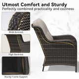 Outdoor Rocking Chair, Wicker Patio Chair with Thickened Olefin Cushions, High Back and Deep Seating - Photo 3