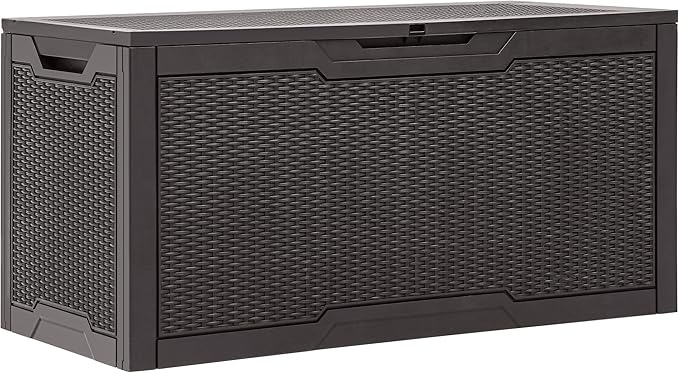 YITAHOME 100 Gallon Large Resin Deck Box Outdoor Storage Boxes for Patio Furniture, Outdoor Cushions - Photo 7