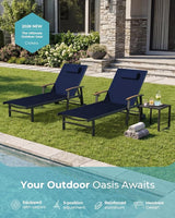 Ciokea Outdoor Lounge Chair with Pillow Set of 4, 5-Position Chaise Lounge with Wheels & Armrests - Photo 7