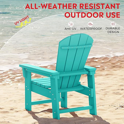 Costaelm Kids Lawn Chair Set of 2, Toddler Outdoor Chair Kids Patio Furniture and Outdoor Children Picnic Activity Baby Adirondack Chairs Set of 2 for Garden, Patio, Backyard & Beach, Turquoise