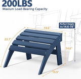 Adirondack Chair with Ottomans Set of 5, HDPE All-Weather Outdoor Footrest - Photo 4