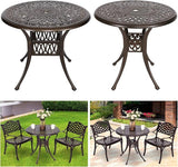 YUSING 3 Piece Outdoor Patio Bistro Set, 35" Bistro Dining Table and 2 Backyard Garden Chairs, Furniture Set for Kitchen - Photo 4