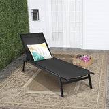 COSTWAY Patio Lounge Chair Outdoor, 6-Position Backrest Adjustable Pool Lounger, Metal Frame & Breathable Fabric - Photo 1