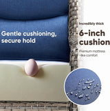 Swivel Patio Chairs sofa Set of 4 with 6" Thick Cushion - Wicker Outdoor Swivel Rocker Patio Chair ,Sofa/Glass coffee - Photo 3