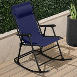 Best Choice Products Outdoor Folding Rocking Chair, Zero Gravity Lounge Chair, Patio Rocker w/Headrest Pillow - Blue - Photo 2