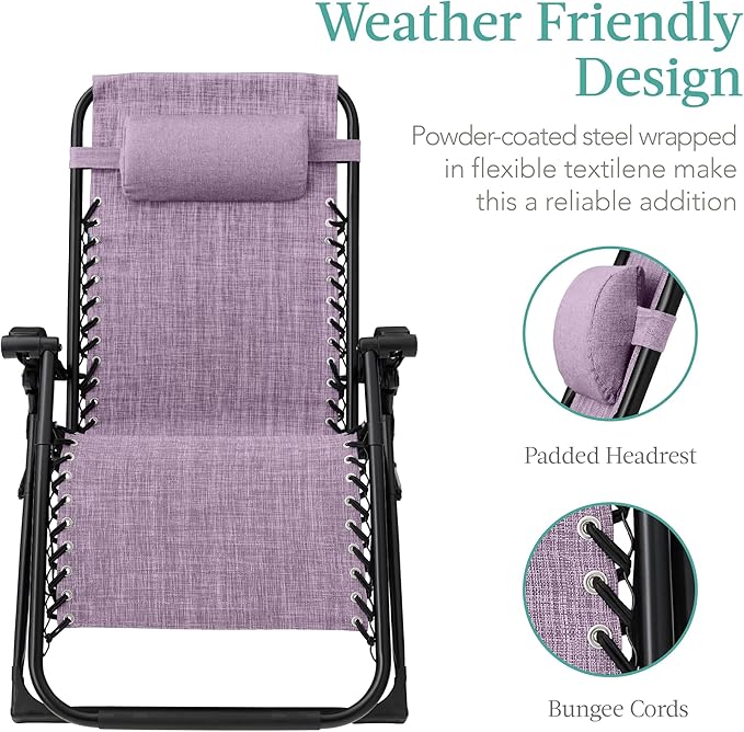 Best Choice Products Oversized Zero Gravity Chair, Folding Outdoor Patio Recliner - Photo 4