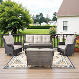 Belord 5 Piece Outdoor Wicker Furniture, Patio Swivel Rocking Chairs with Loveseat and 3 Seat Sofa - Photo 1