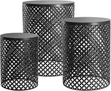 Outdoor Patio Coffee Table Set of 3, Metal Frame Accent Table, Coffee End Tables, Decorative Garden, for Gardens - Photo 7