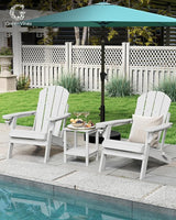 GREENVINES Folding-Adirondack-Chair | HDPE Plastic | Fire Pit Chairs | All Weather | Cup Holder | White - Photo 2