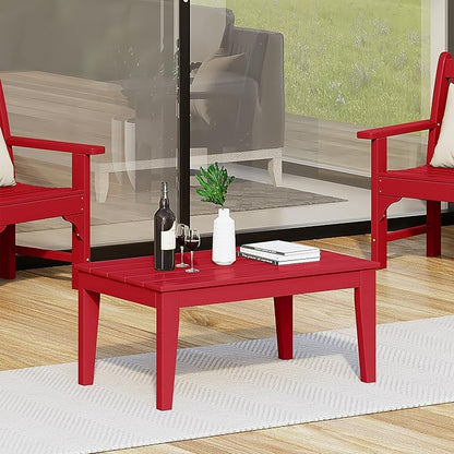 WestinTrends Malibu Low Outdoor HDPE Patio Rectangle Coffee Table, Red