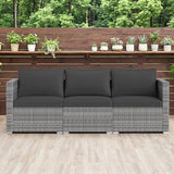 Tangkula 3 Seat Outdoor Wicker Sofa Set, Modular PE Rattan Patio Cushioned Sectional Couch Set - Photo 5
