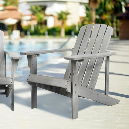 JONATHAN Y PAT1002B Westport Outdoor Patio Traditional Acacia Wood Adirondack Chair for Garden, Lawn, Backyard, Pool, Deck, Beach, Firepit, Gary