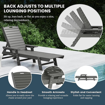 WO WESTIN OUTDOOR HDPE Laguna Poly Reclining Chaise Lounge, Gray
