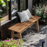 VINGLI 47” Outdoor Bench Garden Bench HDPE Porch Bench w/Metal Legs, Poly Lumber Patio Bench - Photo 2