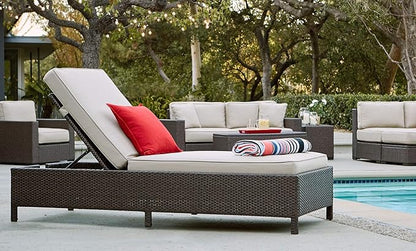 Serta Laguna Brown Resin Wicker Outdoor Patio Furniture Collection, Easy Assembly, Porch or Pool, Storage Chaise Lounge Brown Wicker